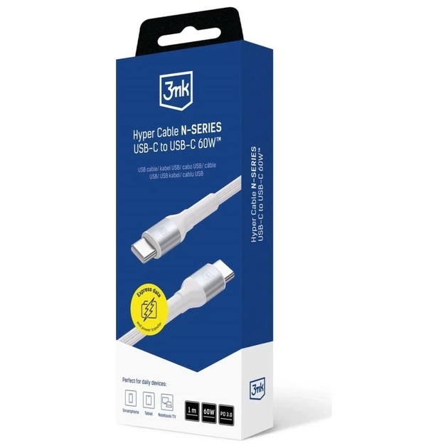 Кабель 3mk Hyper Cable N-Series USB-C to USB-C 1m White (5903108680219) - изображение 8