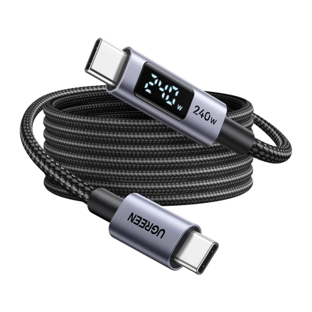Кабель USB-C Ugreen L530 240W 480Mbps 3m Сірий (65868) - Фото 1 Кабель USB-C Ugreen L530 240W 480Mbps 3m Сірий (65868) - зображення 1