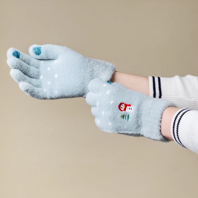 Зимние сенсорные перчатки Hurtel Снеговик Зеленые (5907769307881) - изображение 4