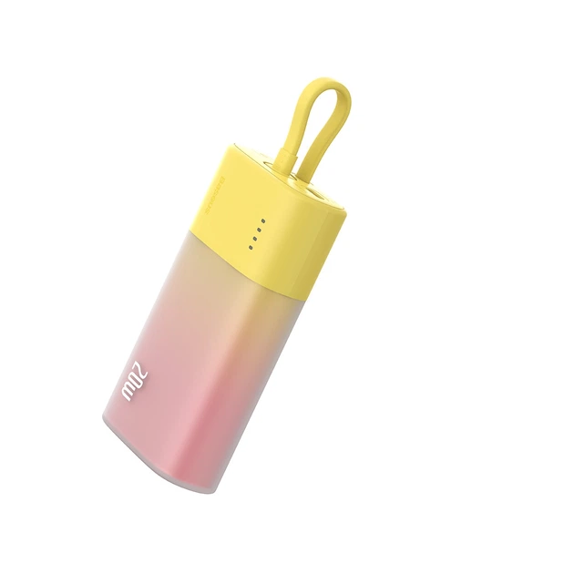 Портативний зарядний пристрій Baseus Popsicle 5200mAh 20W with Built-In Lightning Cable/USB-C to USB-C Cable Yellow Pink (P10055601Y13-00) - зображення 3