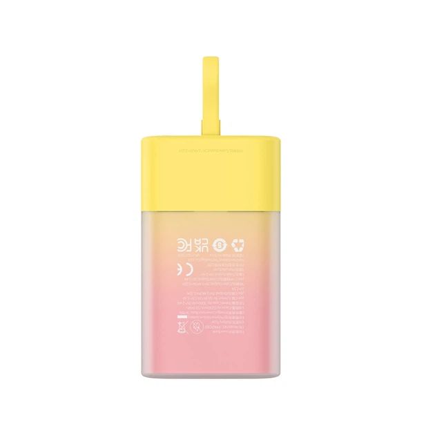 Портативний зарядний пристрій Baseus Popsicle 5200mAh 20W with Built-In Lightning Cable/USB-C to USB-C Cable Yellow Pink (P10055601Y13-00) - зображення 4