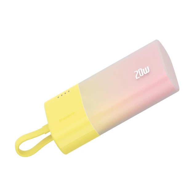 Портативний зарядний пристрій Baseus Popsicle 5200mAh 20W with Built-In Lightning Cable/USB-C to USB-C Cable Yellow Pink (P10055601Y13-00) - зображення 6
