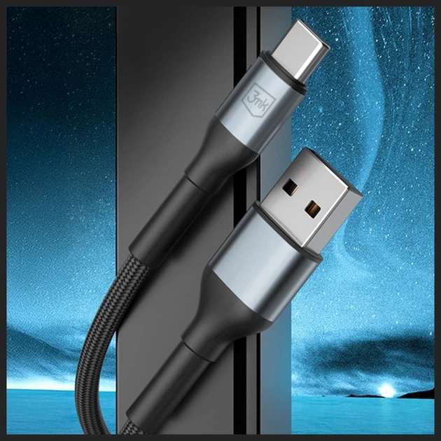 Кабель 3MK Hyper Cable N-SERIES USB-A to USB-C 1m 9V/2A 18W QC 3.0 Black (5903108680318) - Фото 7 Кабель 3MK Hyper Cable N-SERIES USB-A to USB-C 1m 9V/2A 18W QC 3.0 Black (5903108680318) - изображение 7