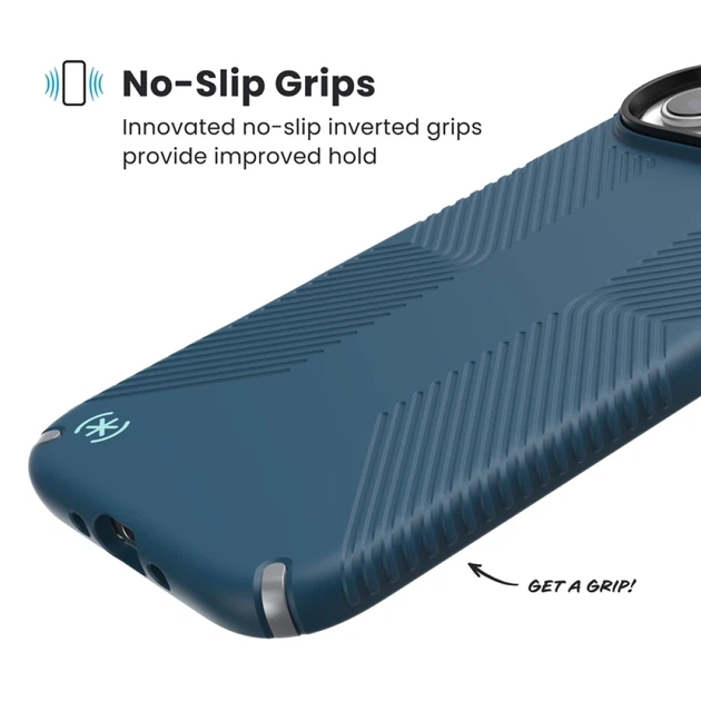 Чехол Speck Presidio2 Grip для iPhone 17 Air Deep Sea / Silver Metallic / Spell Blue with MagSafe (150967-3261) - изображение 3