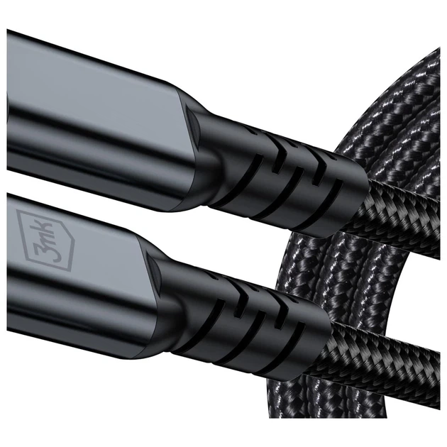 Кабель 3MK Hyper Cable N-SERIES USB-C Thunderbolt 4 1m 48V/5A 40Gb/s 240W 8K60Hz Black (5903108682008) - Фото 5 Кабель 3MK Hyper Cable N-SERIES USB-C Thunderbolt 4 1m 48V/5A 40Gb/s 240W 8K60Hz Black (5903108682008) - изображение 5