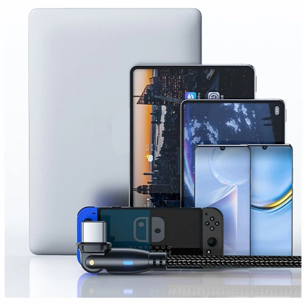 Кабель 3mk Hyper Cable N-Series USB-C to USB-C 2m Rotating Black (5903108680165) - изображение 3