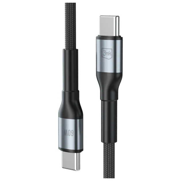 Кабель 3MK Hyper Cable N-SERIES USB-C to USB-C 2m 20V/3A 60W Black (5903108680226) - Фото 2 Кабель 3MK Hyper Cable N-SERIES USB-C to USB-C 2m 20V/3A 60W Black (5903108680226) - изображение 2