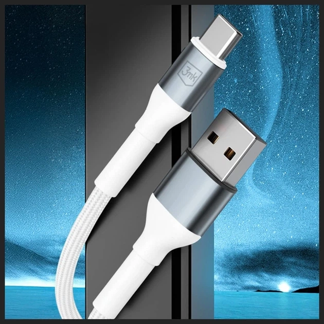 Кабель 3mk Hyper Cable N-Series USB-A to USB-C 1m 18W White (5903108680370) - Фото 7 Кабель 3mk Hyper Cable N-Series USB-A to USB-C 1m 18W White (5903108680370) - изображение 7