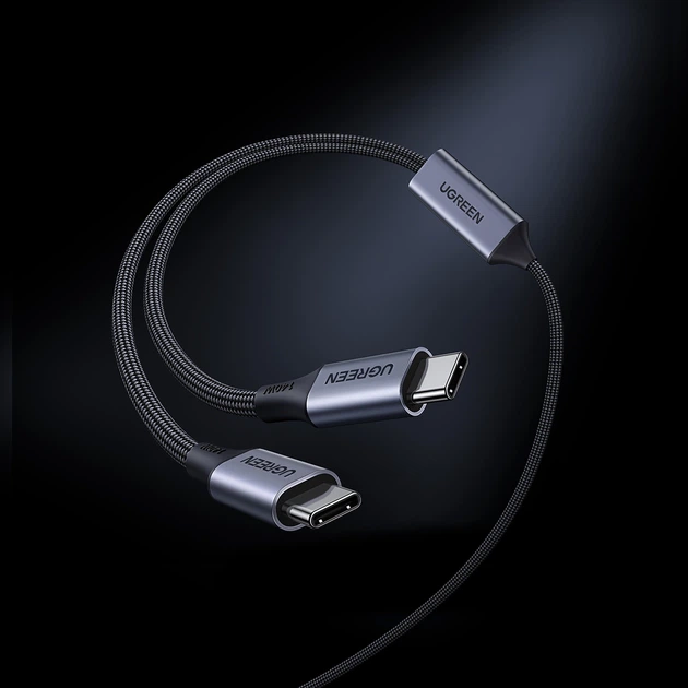 Кабель Ugreen 2в1 USB-C - 2xUSB-C PD 140W 2m Black (75733) - Фото 11 Кабель Ugreen 2в1 USB-C - 2xUSB-C PD 140W 2m Black (75733) - зображення 11
