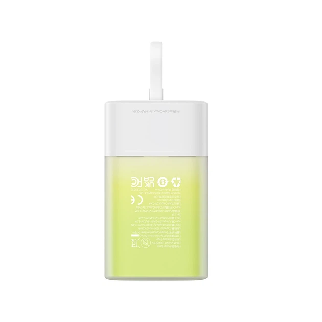 Портативний зарядний пристрій Baseus Popsicle 5200mAh 20W with Built-In Lightning Cable/USB-C to USB-C Cable White Green (P10055601613-00) - зображення 4