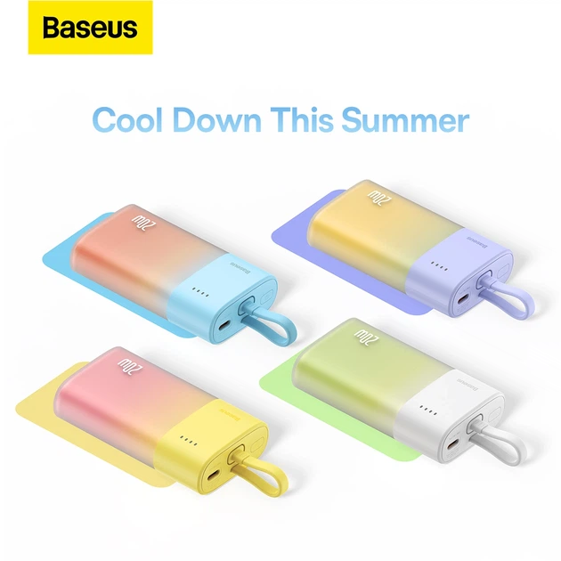 Портативний зарядний пристрій Baseus Popsicle 5200mAh 20W with Built-In Lightning Cable/USB-C to USB-C Cable White Green (P10055601613-00) - зображення 11
