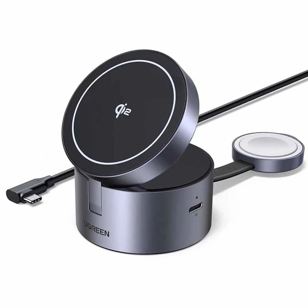 Бездротова зарядка Ugreen W712 3in1 25W USB-C Black with MagSafe (65148) - зображення 3