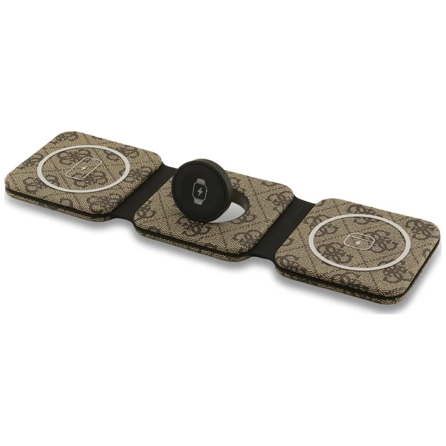 Бездротова зарядка Guess 4G 15W 3в1 Brown with MagSafe (GUFWC4GEMW) - зображення 2