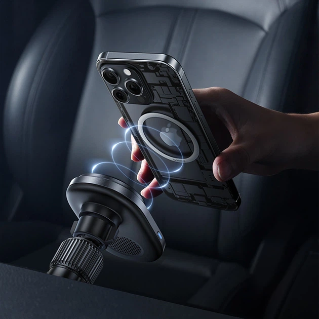 Автодержатель Baseus PrimeTrip VC1 Pro с беспроводной зарядкой Qi2 на дефлектор Black (6932172685973) - Фото 10 Автодержатель Baseus PrimeTrip VC1 Pro с беспроводной зарядкой Qi2 на дефлектор Black (6932172685973) - изображение 10