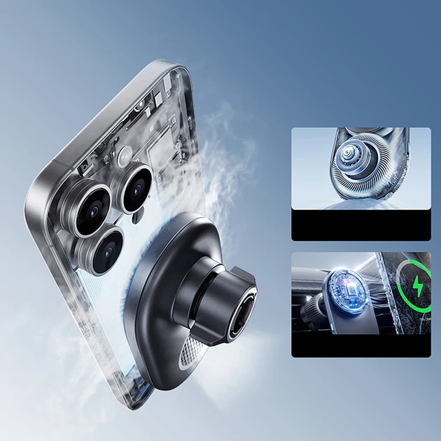 Автодержатель Baseus PrimeTrip VC1 Pro с беспроводной зарядкой Qi2 на дефлектор Black (6932172685973) - Фото 13 Автодержатель Baseus PrimeTrip VC1 Pro с беспроводной зарядкой Qi2 на дефлектор Black (6932172685973) - изображение 13