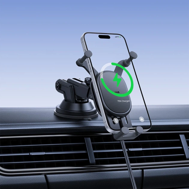 Автотримач Baseus Stable з бездротовою зарядкою 15W гравітаційний з присоскою чорний (6932172662615) - зображення 8