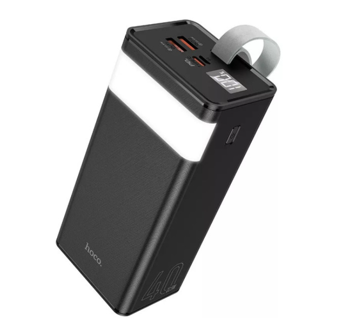 Батарея мобільна HOCO J86 Powermaster PD20W+QC+LCD+Lamp 40000 mAh Black (714737) - зображення 4