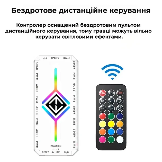 Контролер для кулерів 9×PWM і ARGB, хаб v2 - розгалужувач з магнітом і пультом управління - зображення 2