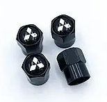 Защитные металлические колпачки на ниппель, золотник с логотипом Mitsubishi Мицубиси черные нипель - изображение 2