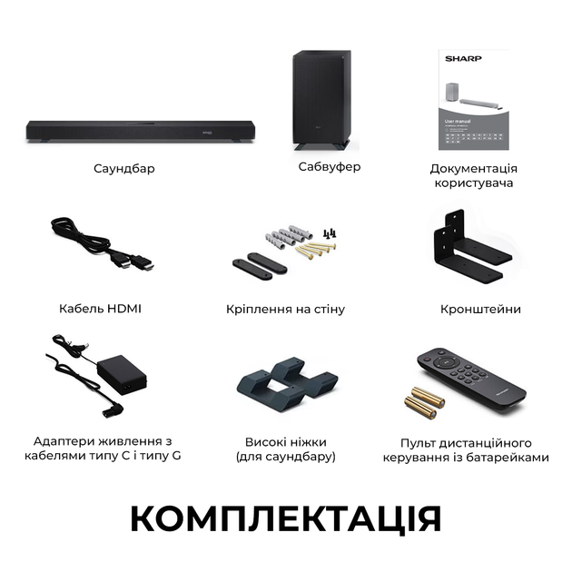 Саундбар Sharp HT-SBW53121(BK) - изображение 8