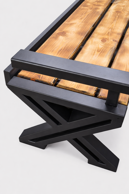 Лавка зі спинкою AXIS Forge Bench метал дерево світле метал чорний 160 см - зображення 7