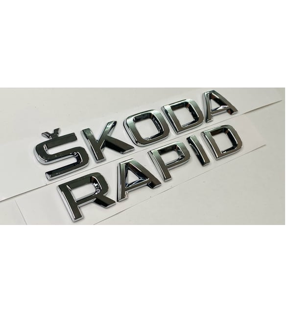 Таблички шильдики емблема написи Rapid Skoda (шкода) хром шкода рапід 2 штуки - зображення 3