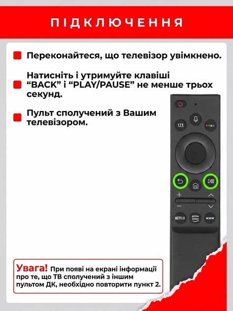 Пульт для телевизоров Samsung Smart TV с голосовым управлением микрофоном поиском и Bluetooth дистанционного управления смарт ТВ самсунг универсальный совместимый Netflix и Prime замена пульта + Батарейки - изображение 2
