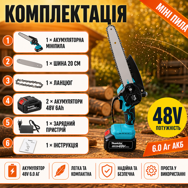 Аккумуляторная миницепная пила 48V - изображение 4