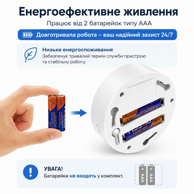 Розумний Wi-Fi датчик диму DYGSM Tuya Smart / Smart Life 85 дБ — сигналізація пожежі з повідомленням на смартфон, WiFi, Білий - изображение 6