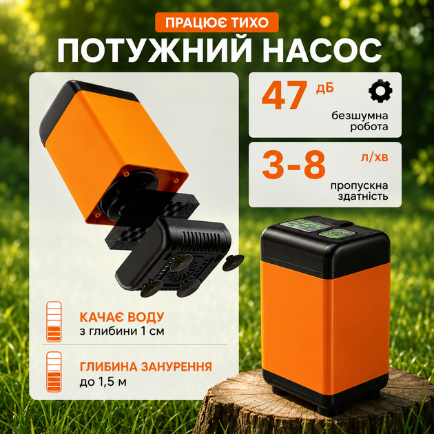 Портативный туристический душ 7500 mAh автономный походный с насосом на аккумуляторе для дачи и туризма - изображение 6