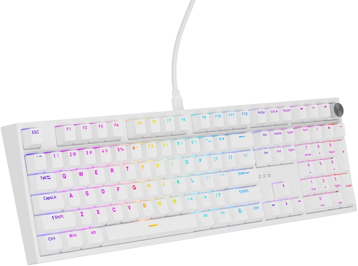 Клавіатура дротова Genesis Thor 404 Outemu Peach Silent White (NKG-2300) - зображення 2