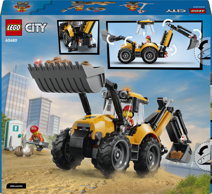 Zestaw klocków LEGO City Żółta koparko-ładowarka 301 element (60480) - obraz 9