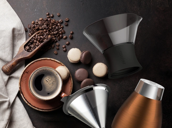 Zestaw do parzenia kawy Asobu Pour Over 1 L z termosem Copper (PO300 COPPER/BLACK) - obraz 10