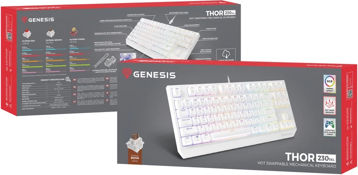 Klawiatura przewodowa Genesis Thor 230 TKL Outemu Brown White (NKG-2080) - obraz 17