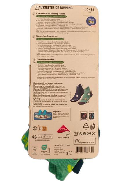 Жіночі бігові шкарпетки Chaussettes De Running Crivit Premium 35-36р 2 пари - Фото 2 Жіночі бігові шкарпетки Chaussettes De Running Crivit Premium 35-36р 2 пари - зображення 2