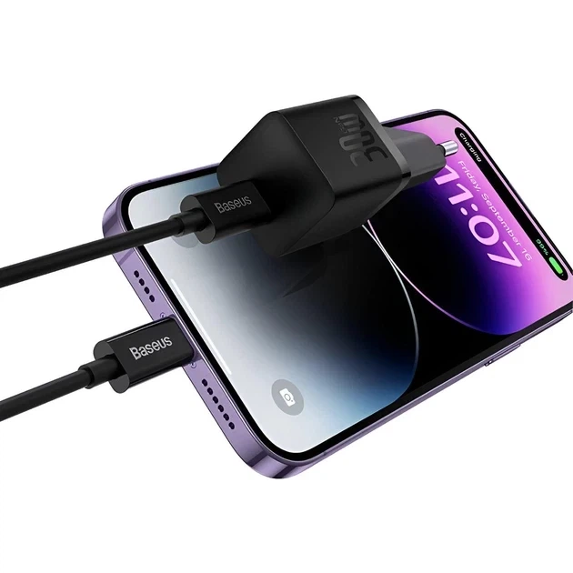 Мережевий зарядний пристрій Baseus GaN5 Mini Fast Charger 1Type-C 30W+ Cable Type-C to Type-C 100W 1m P10110902113-00 Black - Фото 6 Мережевий зарядний пристрій Baseus GaN5 Mini Fast Charger 1Type-C 30W+ Cable Type-C to Type-C 100W 1m P10110902113-00 Black - зображення 6