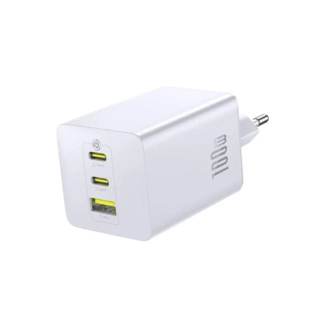 Сетевое зарядное устройство Baseus EnerFill FE11 Fast Charger 2Type-C+USB 100W P10182102213-00 White - Фото 3 Сетевое зарядное устройство Baseus EnerFill FE11 Fast Charger 2Type-C+USB 100W P10182102213-00 White - изображение 3
