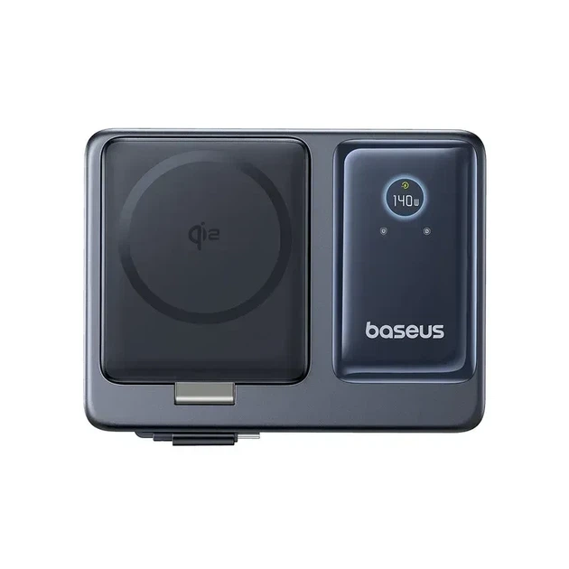Сетевое зарядное устройство Baseus Nomos 5-in-1 Qi2 Desktop Charger with 100W Retractable Type-C Cable & 15W MagSafe Wireless Charging CCNMS140 Black - изображение 5