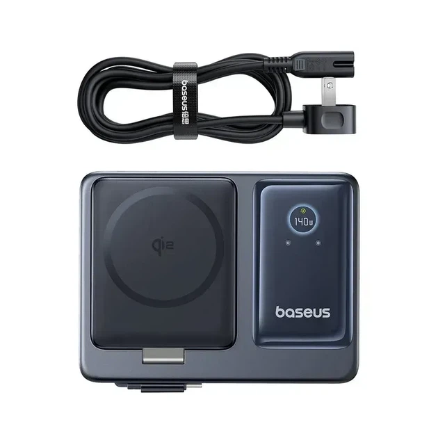 Сетевое зарядное устройство Baseus Nomos 5-in-1 Qi2 Desktop Charger with 100W Retractable Type-C Cable & 15W MagSafe Wireless Charging CCNMS140 Black - изображение 6