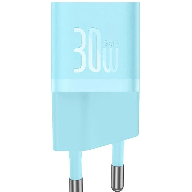 Сетевое зарядное устройство Baseus GaN5 Mini Fast Charger 1Type-C 30W+ Cable Type-C to Type-C 100W 1m P10110902313-00 Blue - Фото 3 Сетевое зарядное устройство Baseus GaN5 Mini Fast Charger 1Type-C 30W+ Cable Type-C to Type-C 100W 1m P10110902313-00 Blue - изображение 3