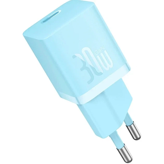 Сетевое зарядное устройство Baseus GaN5 Mini Fast Charger 1Type-C 30W+ Cable Type-C to Type-C 100W 1m P10110902313-00 Blue - Фото 5 Сетевое зарядное устройство Baseus GaN5 Mini Fast Charger 1Type-C 30W+ Cable Type-C to Type-C 100W 1m P10110902313-00 Blue - изображение 5