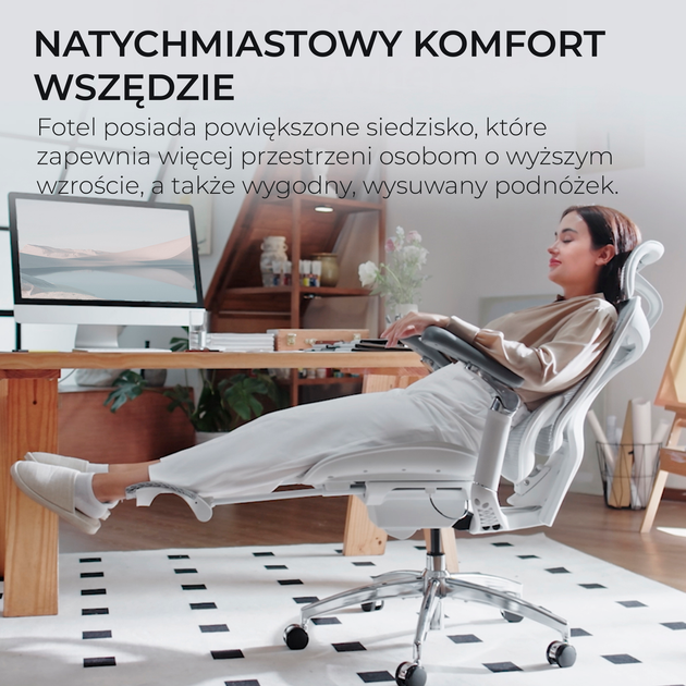 Fotel biurowy Sihoo DORO C300 Pro Mesh White (DORO-C300-PRO-M102-JT) - Zdjęcie 8 Fotel biurowy Sihoo DORO C300 Pro Mesh White (DORO-C300-PRO-M102-JT) - obraz 8