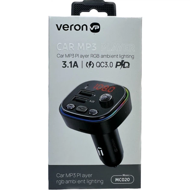 FM модулятор MP3 с Bluetooth 5.0 — Veron MC020 Mix Color (771339) - изображение 3