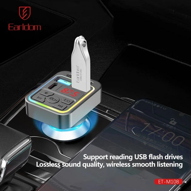 FM модулятор MP3 с двумя USB и Type-C — Earldom ET-M108 Black (788336) - изображение 5