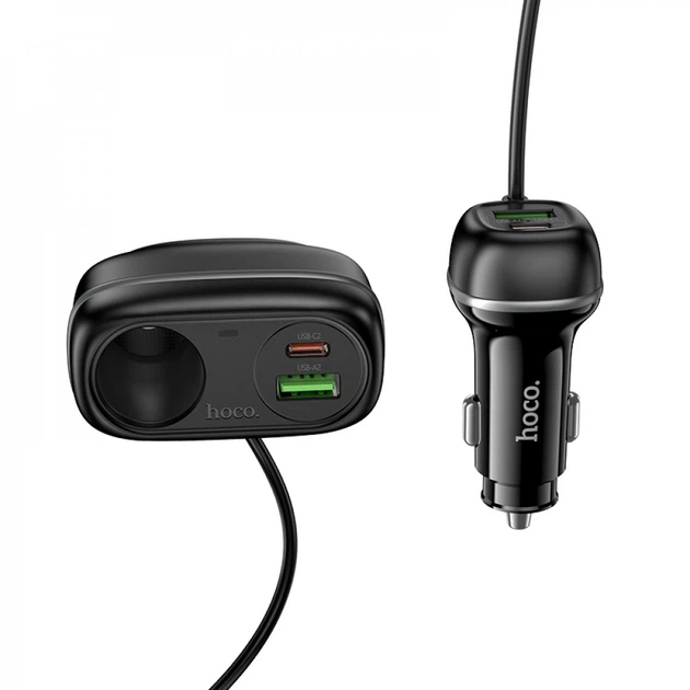Разветвитель прикуривателя 2 гнезда + 4 USB (2×USB-C PD 30W + 2×USB-A) Hoco Z59A Black (785050) - изображение 2