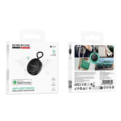 Пошуковий брелок BOROFONE BC104 Intelligent Positioning Anti-Lost Black з підтримкою Apple Find My - зображення 2