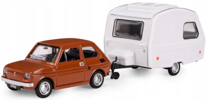 Model kolekcjonerski Daffi Fiat 126p + Przyczepa Kempingowa Niewiadow 1:43 K‑605 Brązowy (5905422116054) - obraz 3