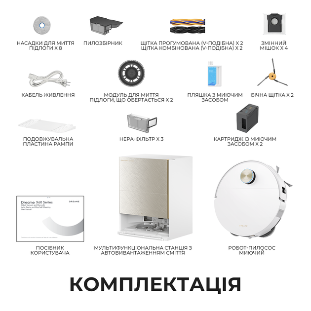 Робот-пылесос моющий Dreame Bot X60 Ultra Complete White - Фото 12 Робот-пылесос моющий Dreame Bot X60 Ultra Complete White - изображение 12