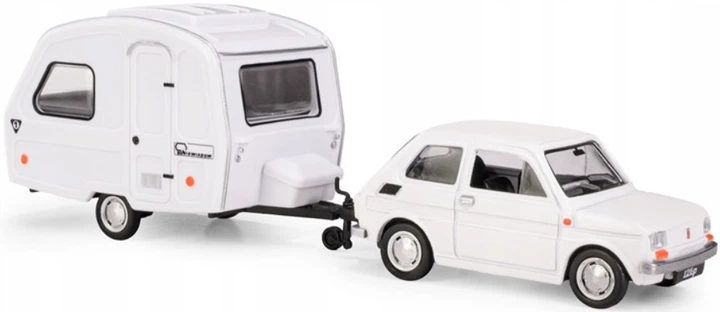 Model kolekcjonerski Daffi Fiat 126p + Przyczepa Kempingowa Niewiadow 1:43 K-606 Biały (5905422116061) - obraz 3