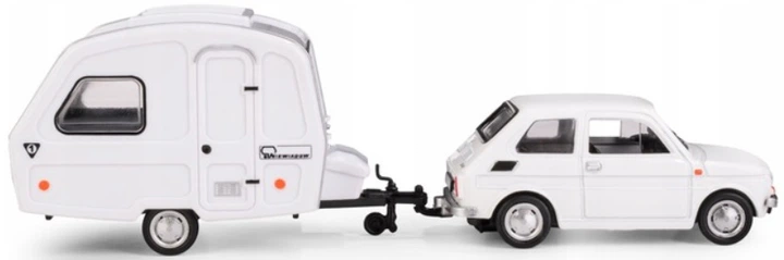 Model kolekcjonerski Daffi Fiat 126p + Przyczepa Kempingowa Niewiadow 1:43 K-606 Biały (5905422116061) - obraz 4